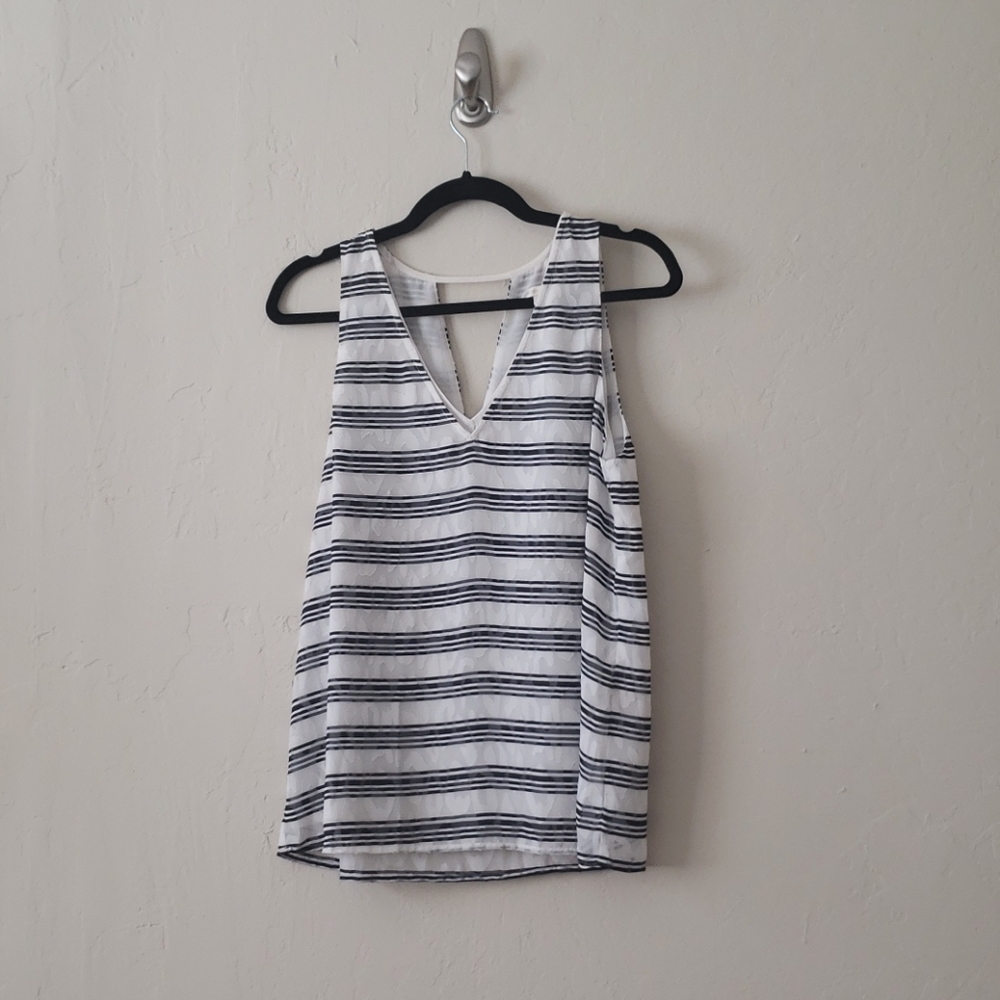 White and Navy Striped Blouse